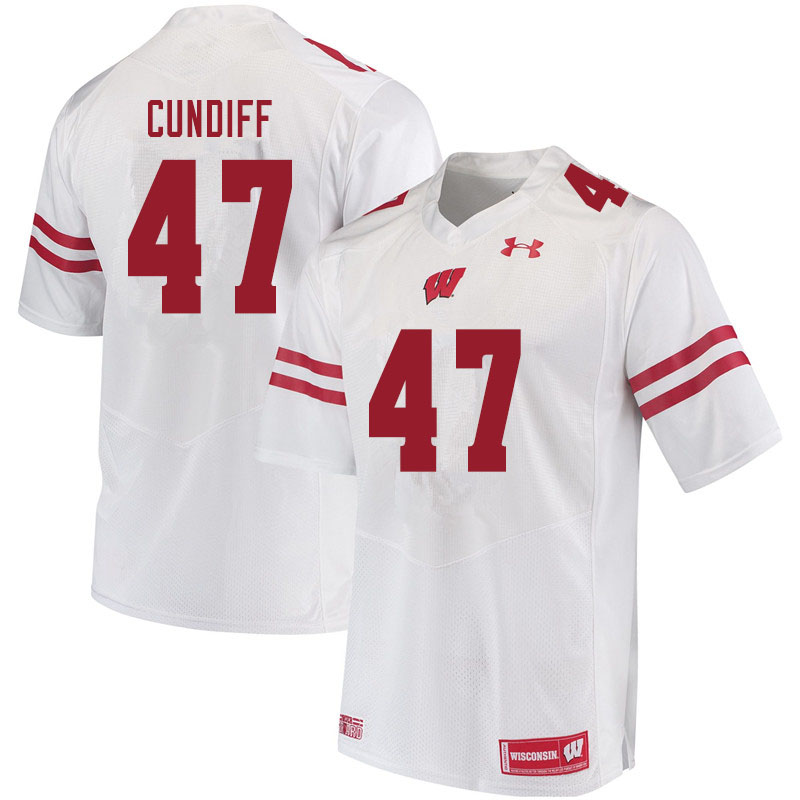 Men #47 Clay Cundiff Wisconsin Badgers College Football Jerseys Sale-White